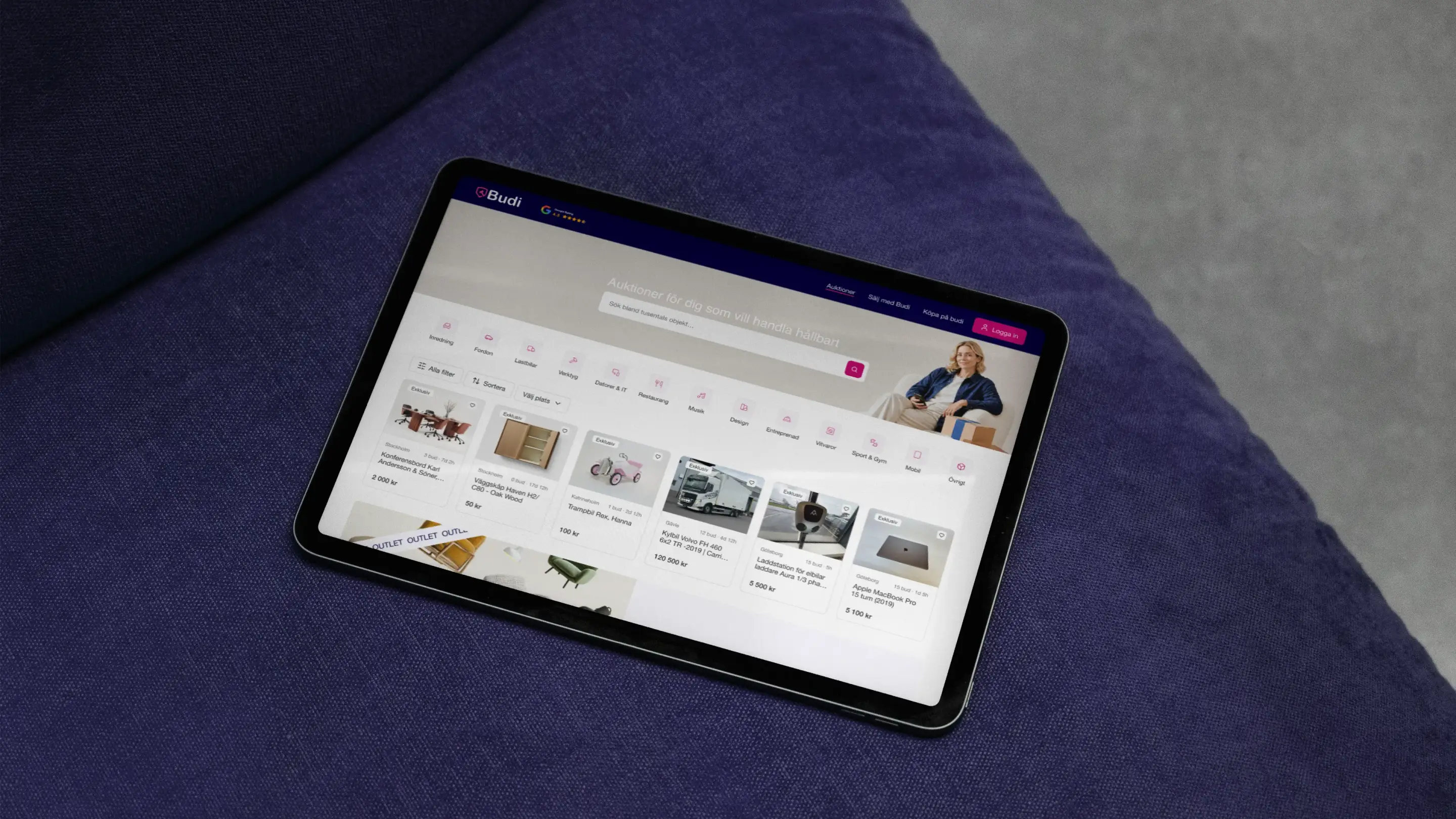 Ipad showing website