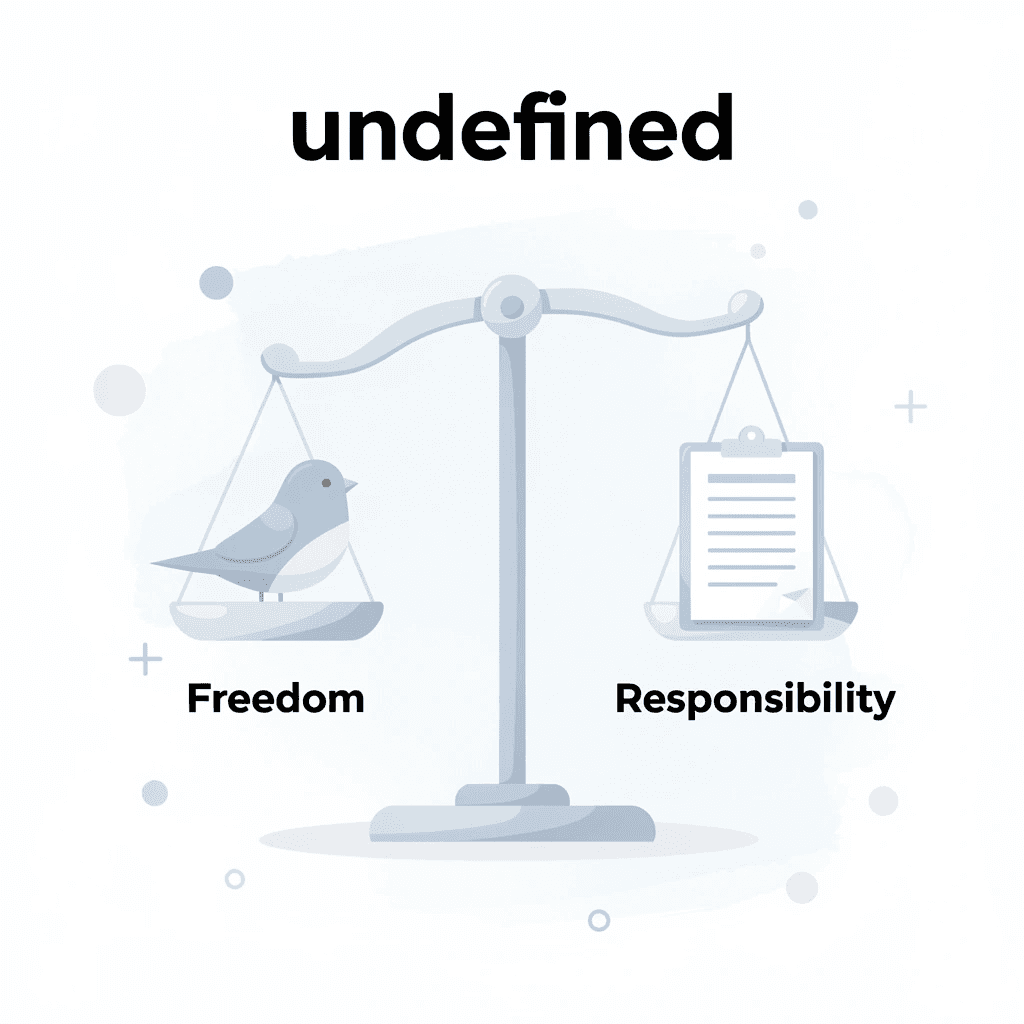 Balance scale showing trade-off between educational freedom and administrative responsibility