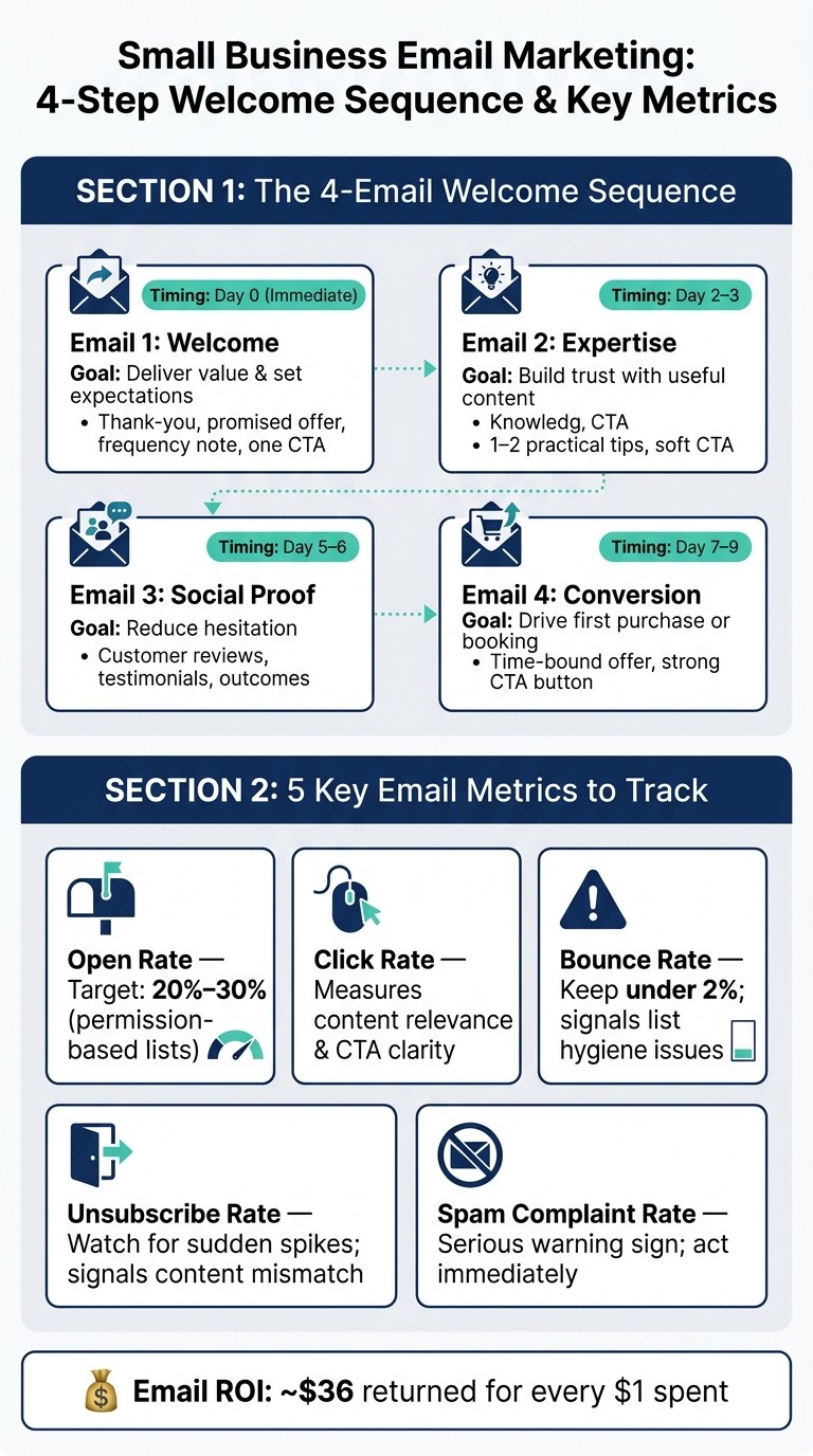 Small Business Email Marketing: 4-Step Welcome Sequence & Key Metrics