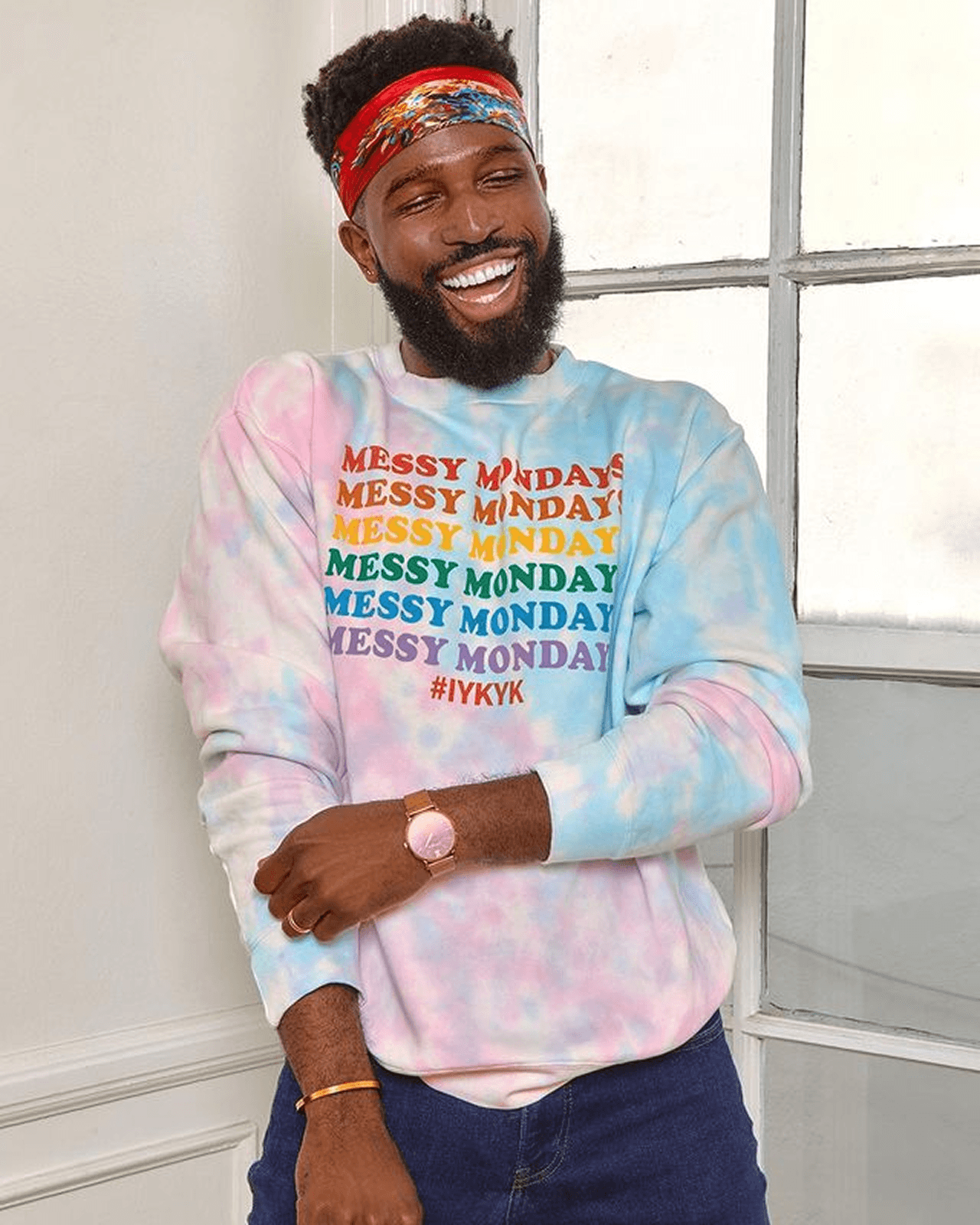 Messy Mondays tie-dye crewneck sweatshirt - lifestyle