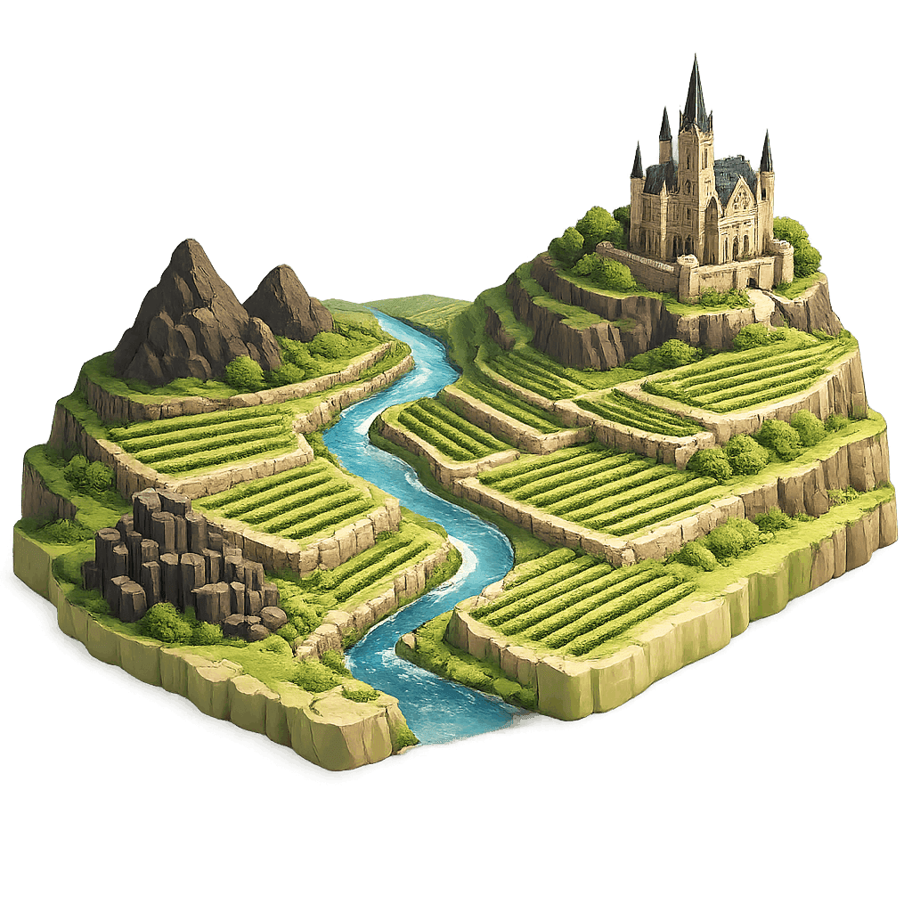 Artistic illustration of the Bohemia wine region.