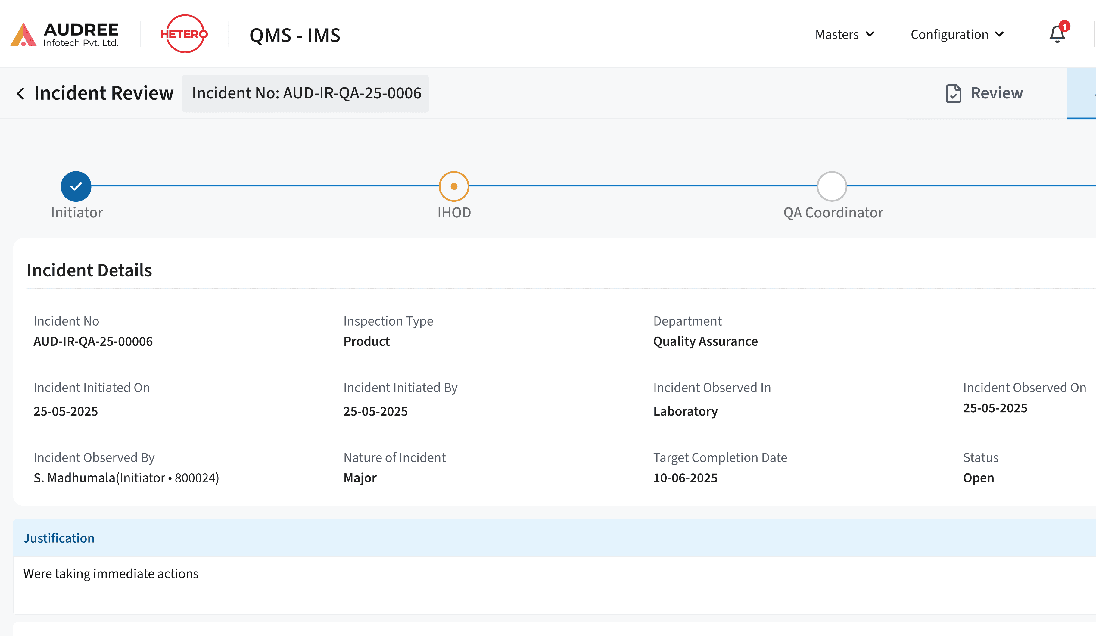 Structured Review Screen