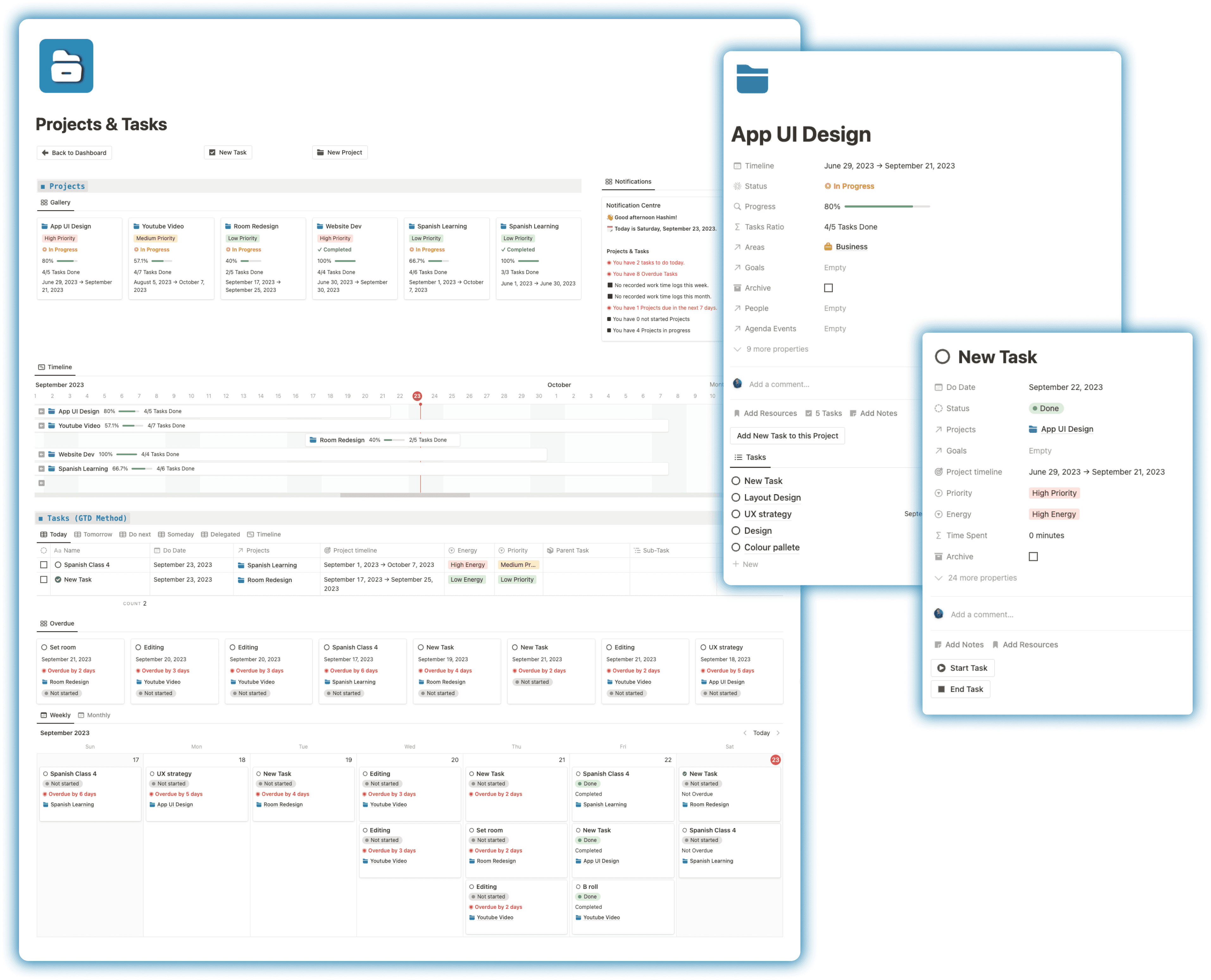 Project management and GTD in Notion Life OS