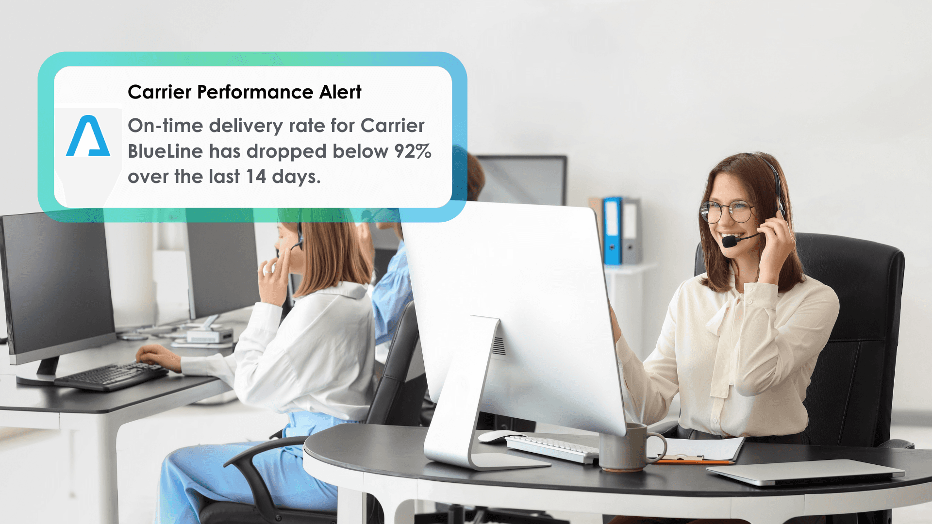 Woman receiving a carrier performance alert
