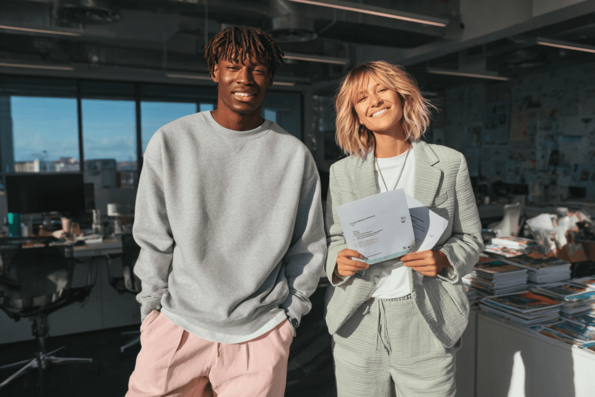 two job seekers preparing with resume and CV before interview