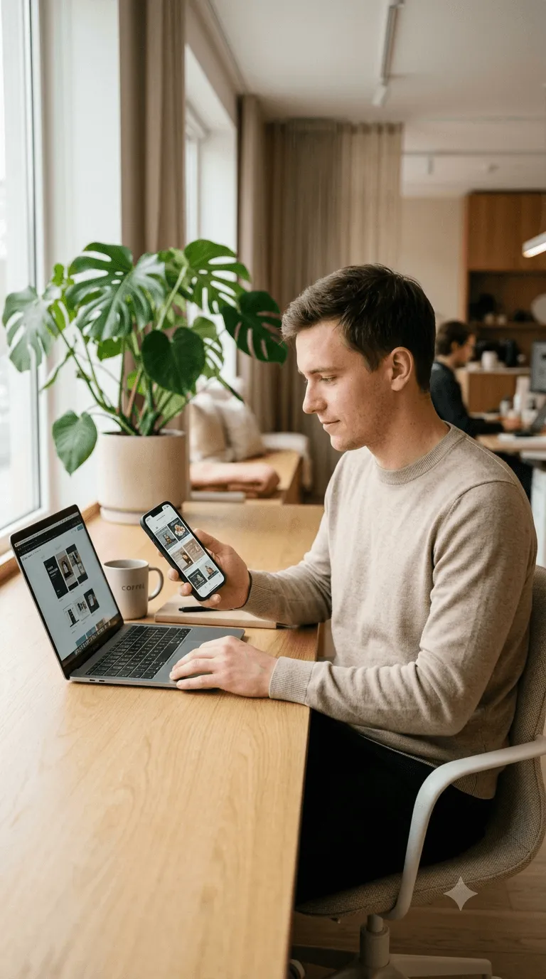Person using a laptop at an outdoor table.
