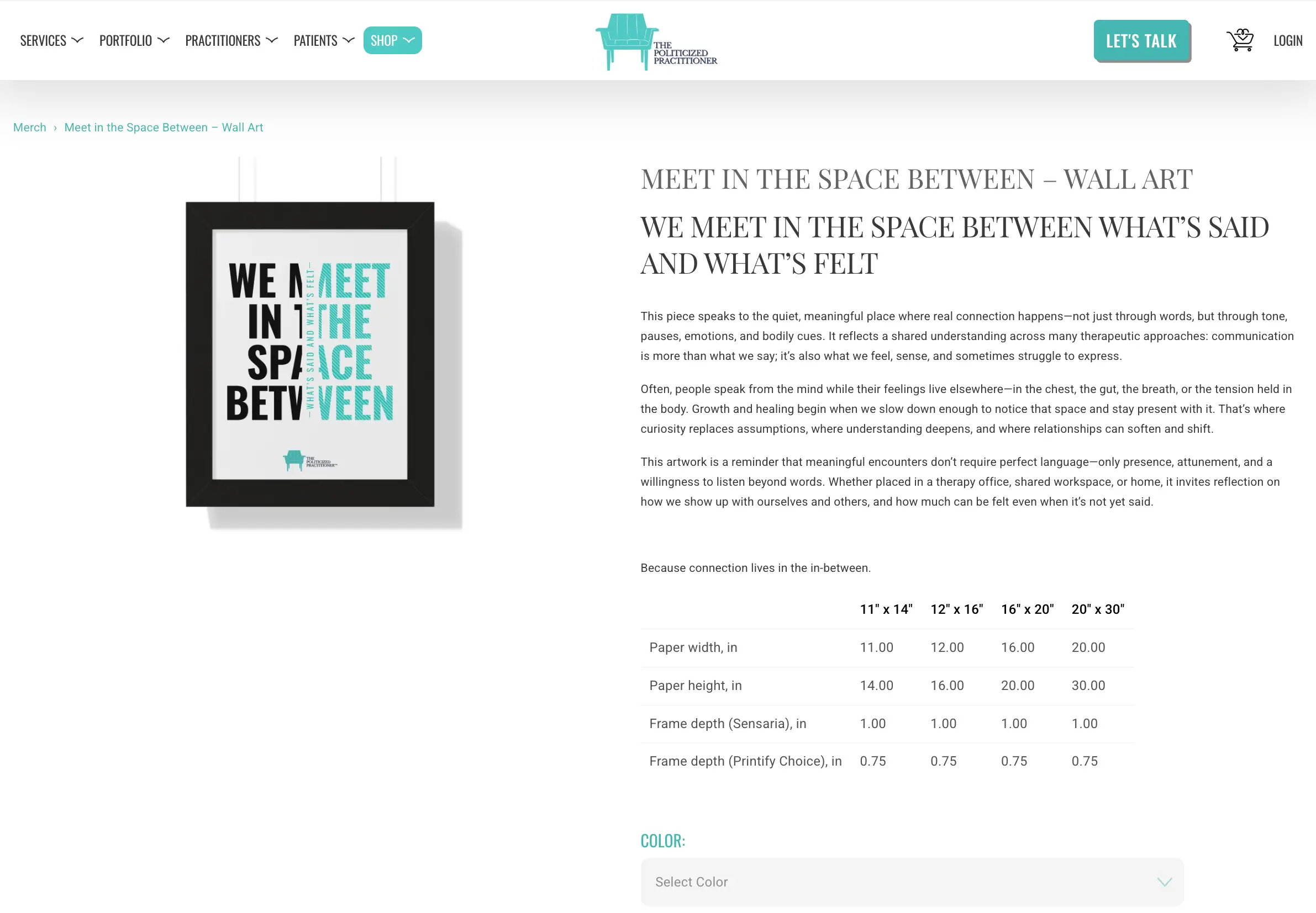 Screenshot of a Squarespace E-commerce resdeign