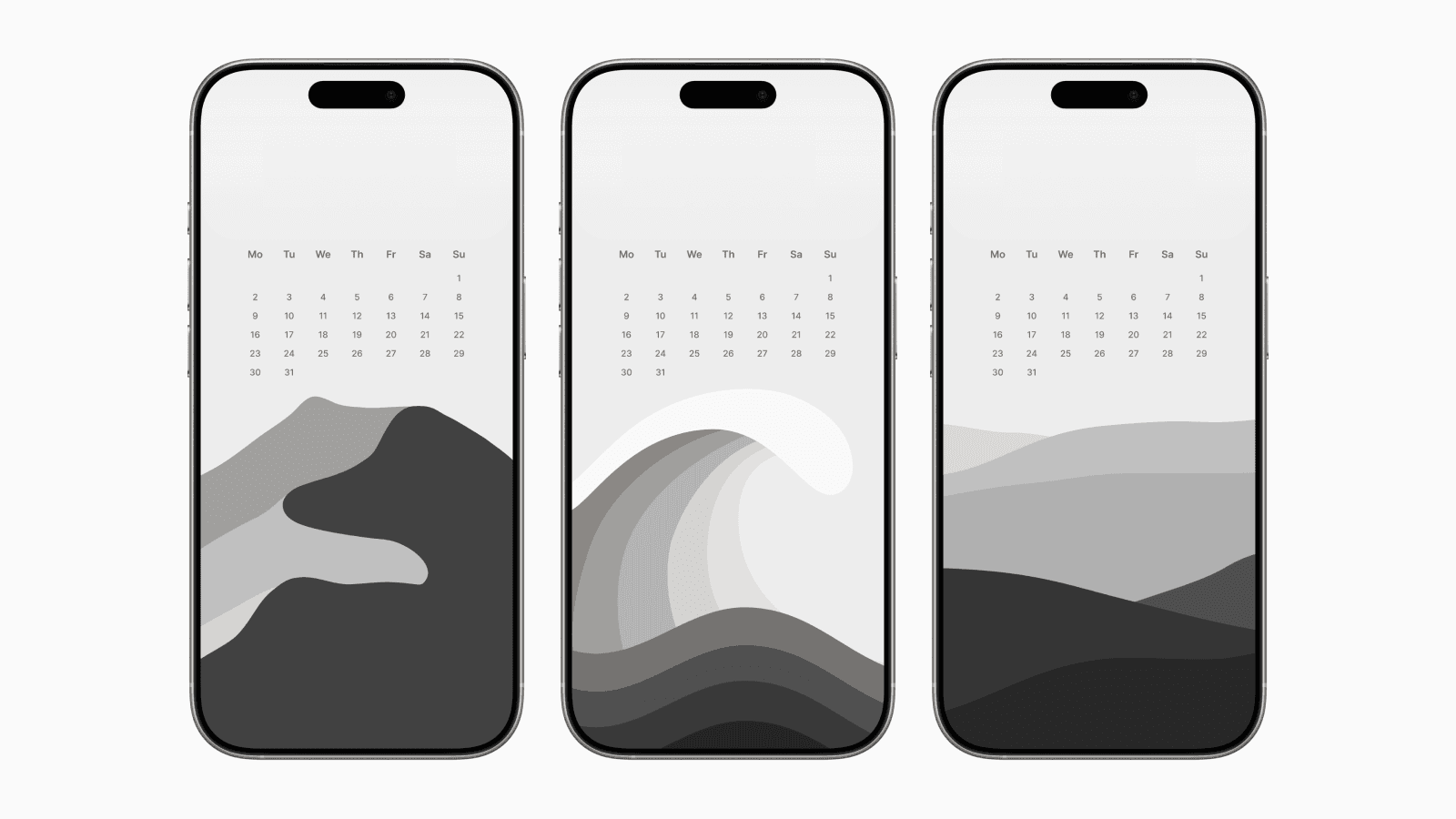 Minimalist calendar wallpaper on iPhone