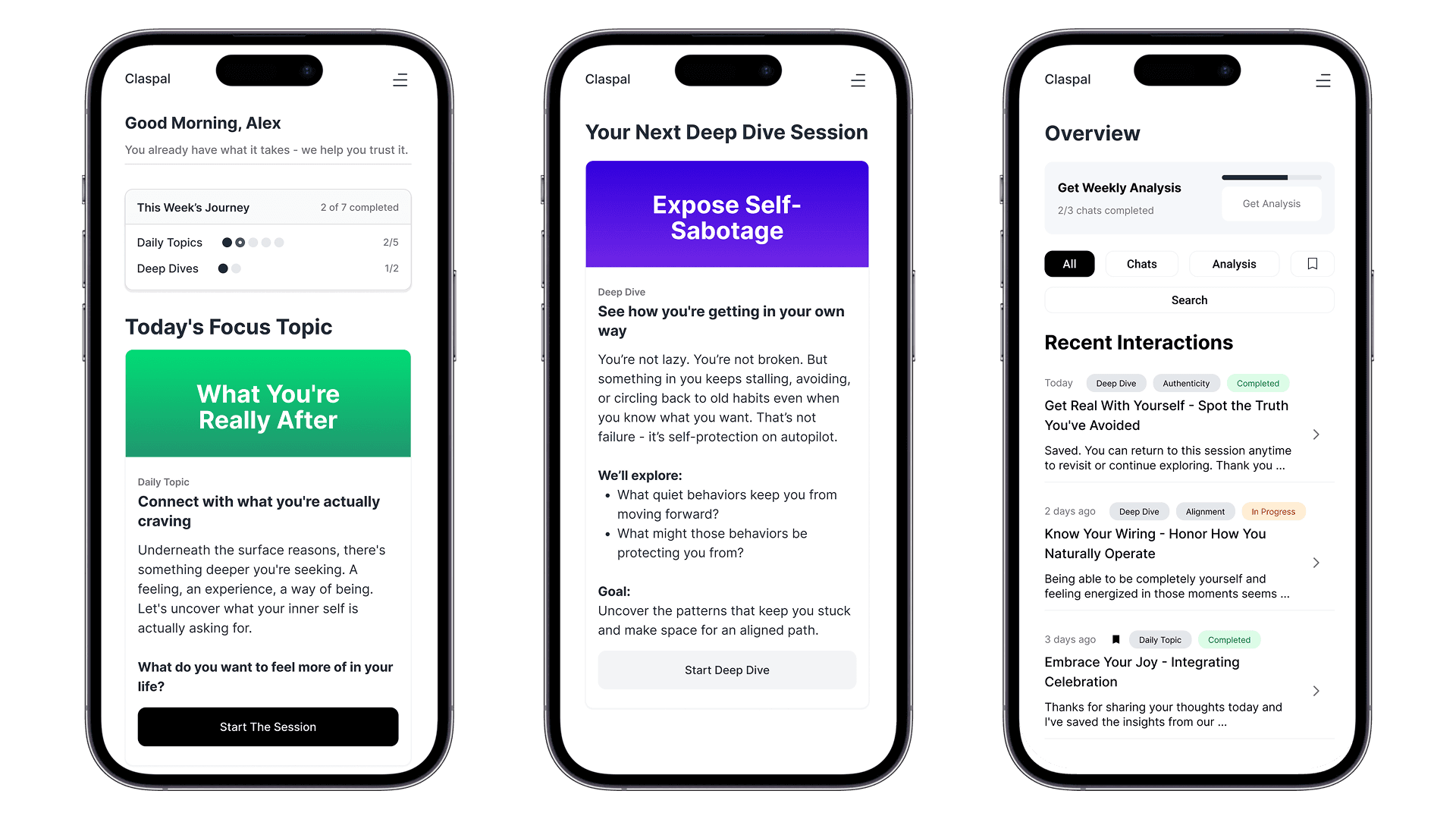 Claspal app screen views