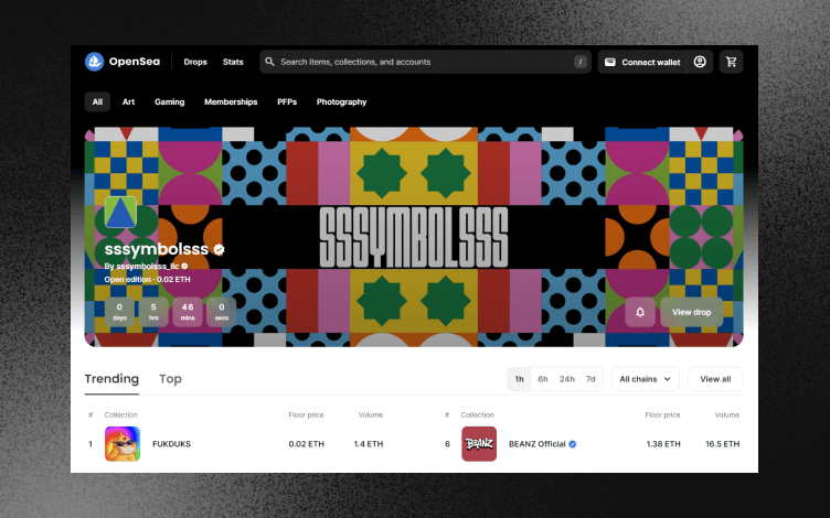 OpenSea landing page