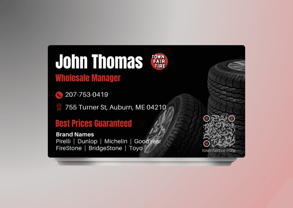 Town Fair Tire's New Business Cards