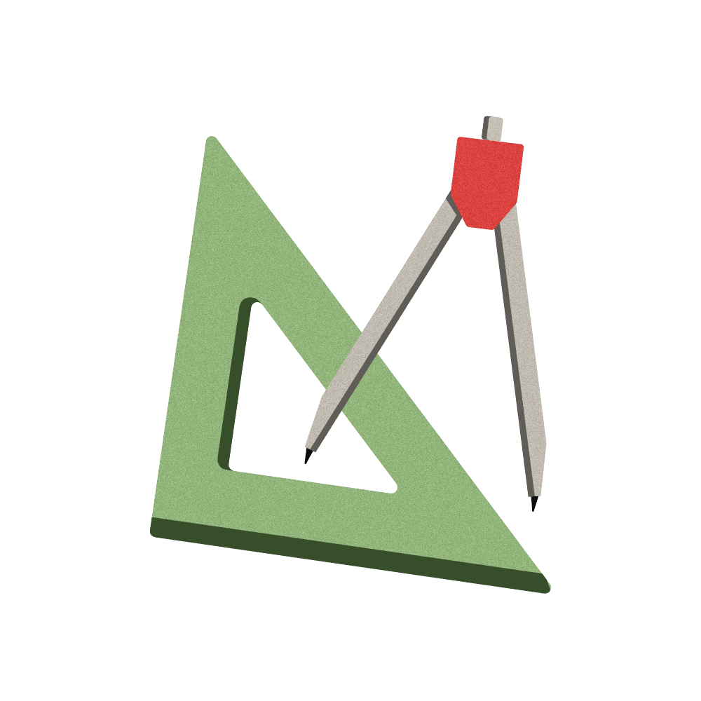 Green Ruler and Compass Illustration