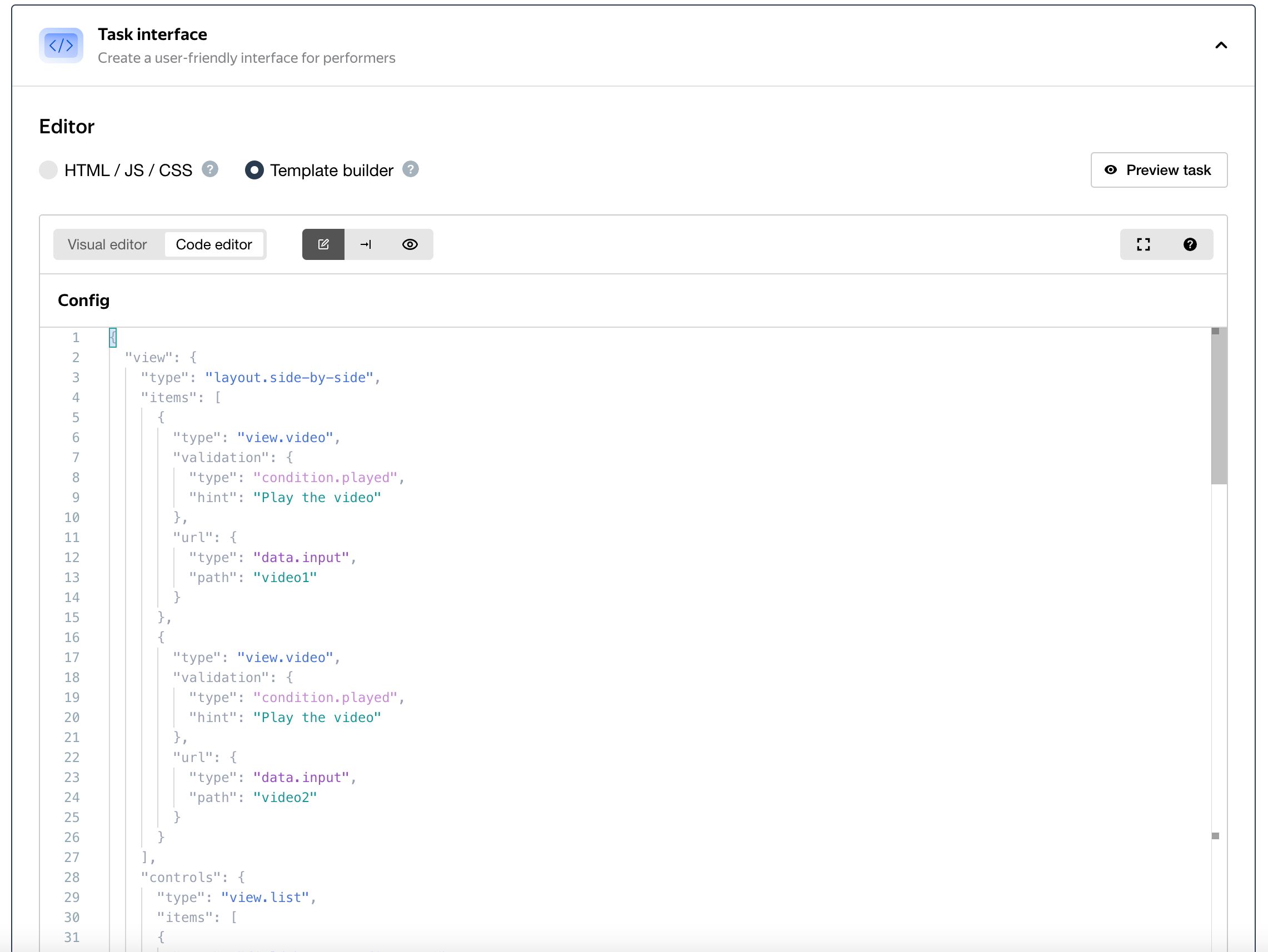 Luckily, Toloka has a built-in component layout.side-by-side for this purpose