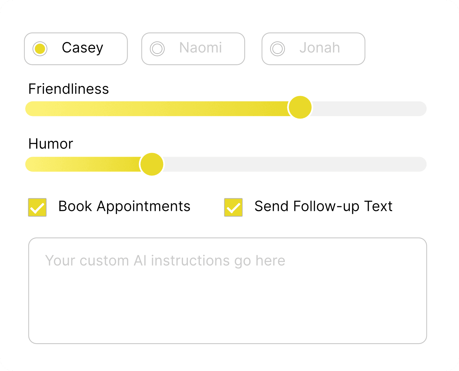 AI voice customization tool to adjust tone and friendliness for auto repair customers