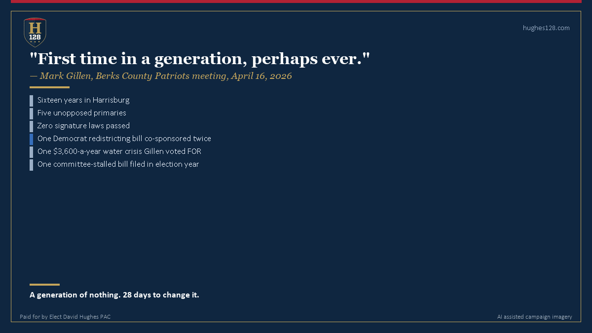 Hughes is the first primary challenger to Mark Gillen in a generation