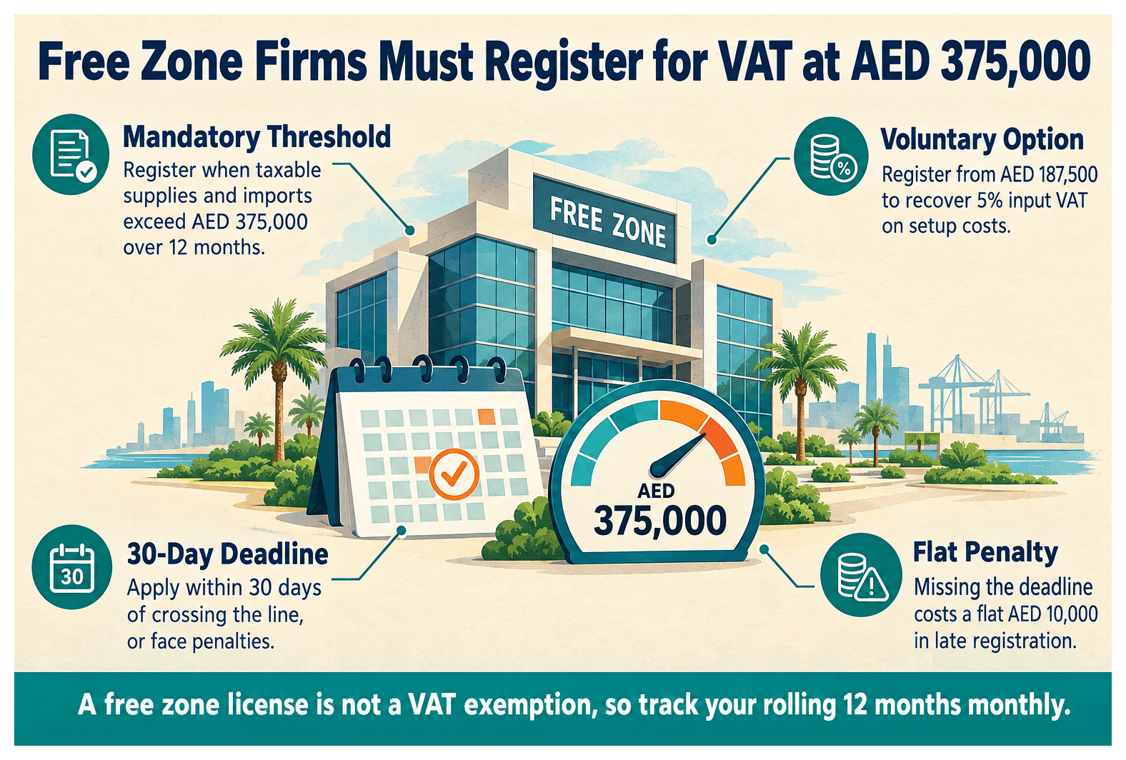 Infographic: UAE VAT Registration: When Must a Free Zone Company Register