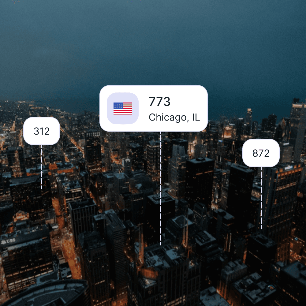 City skyline of Chicago showing the 773 area code and surrounding area codes