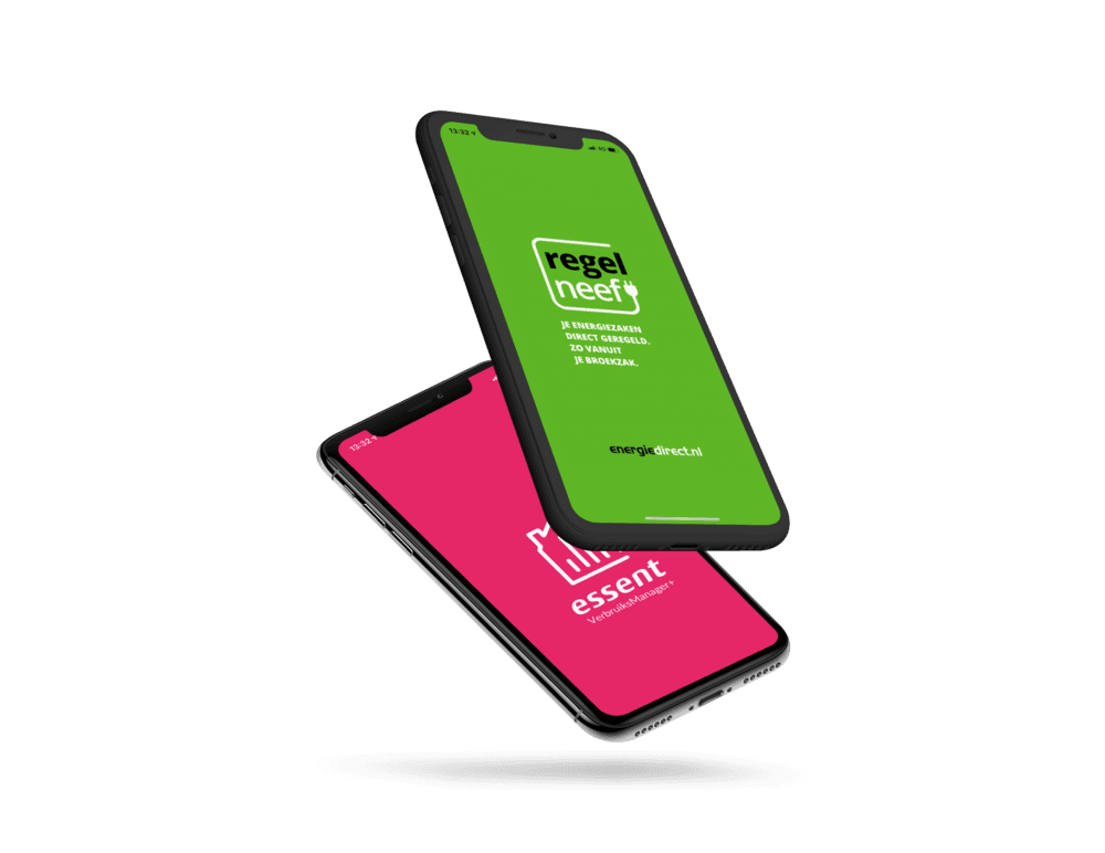 Visual van mobiels met Energie Direct apps.