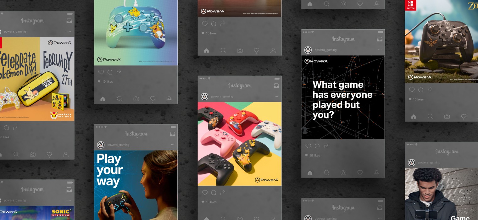 A collage of Instagram marketing images for Power A