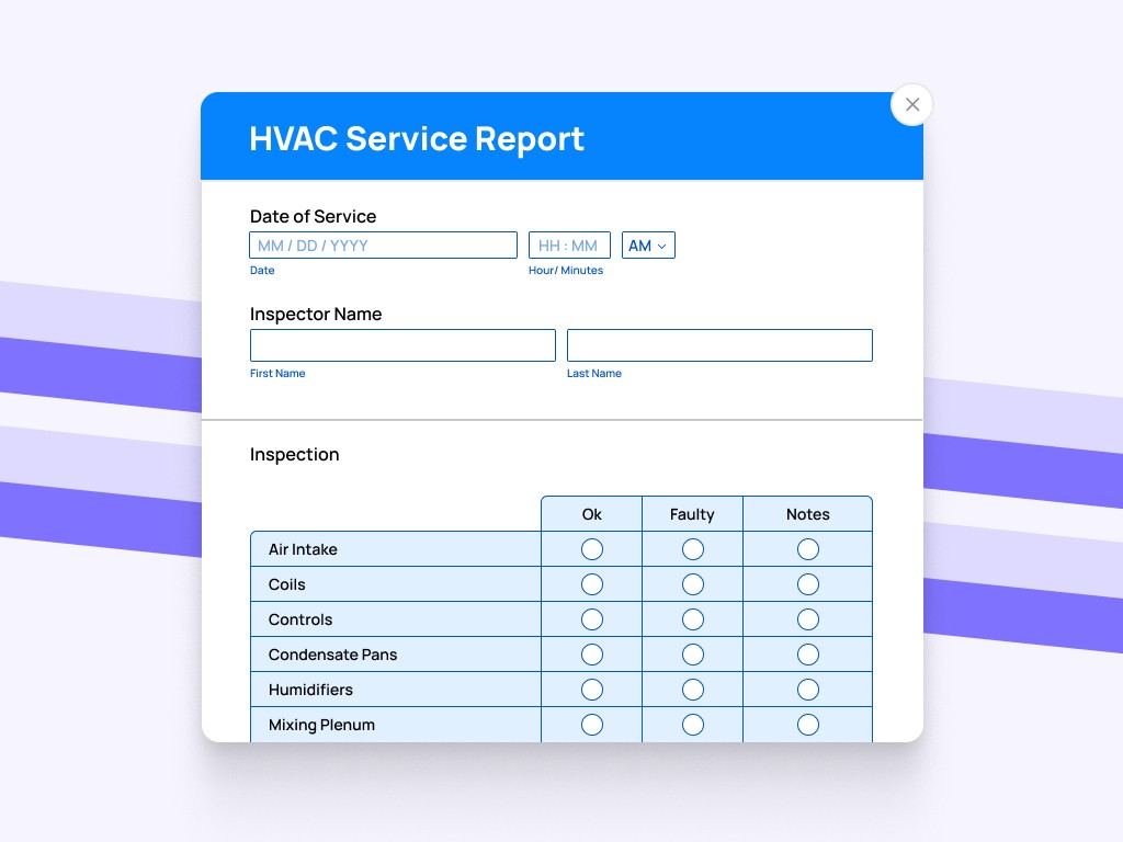 HVAC service report format template preview