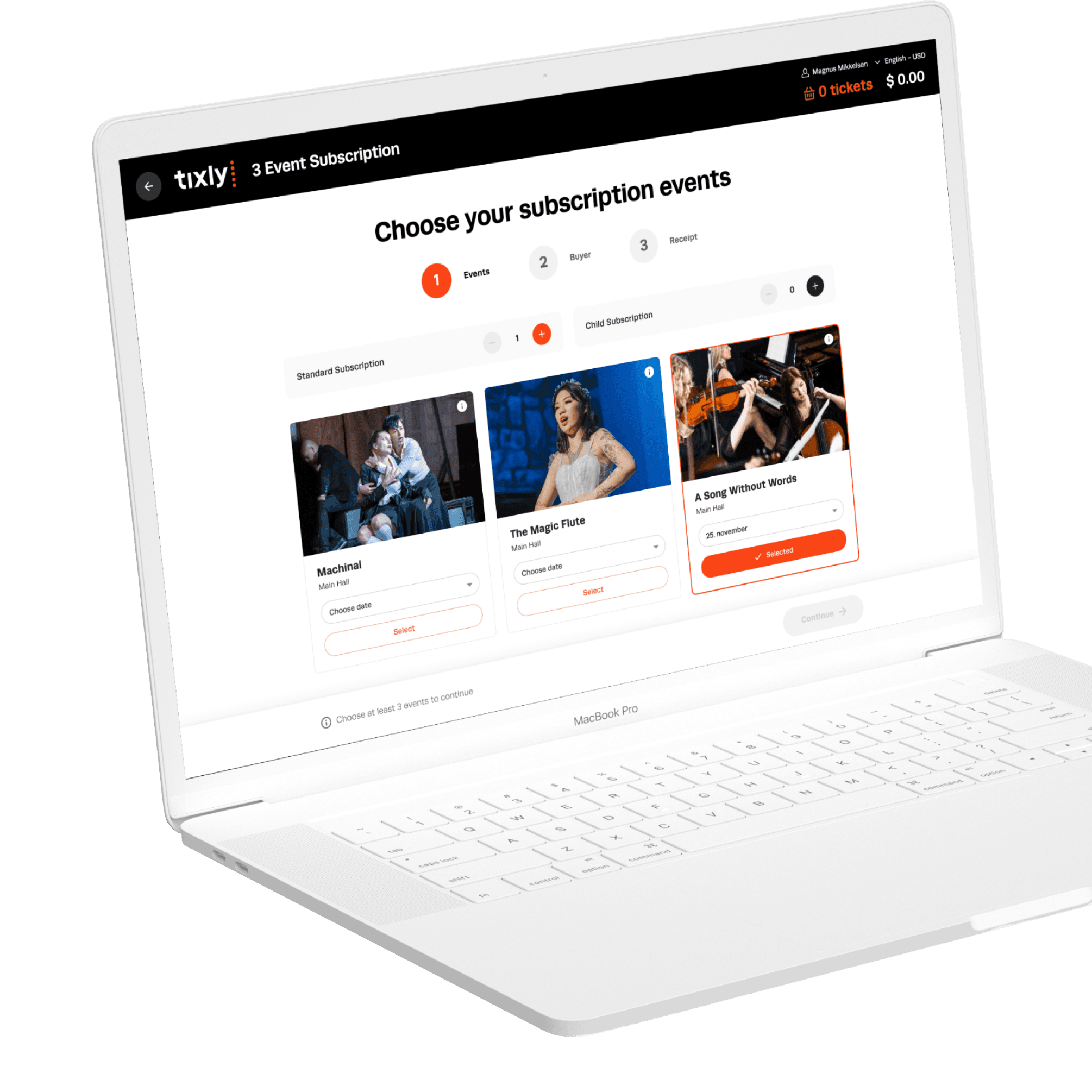 Laptop showing subscription selection