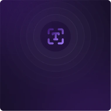 A box and a letter T on a purple background