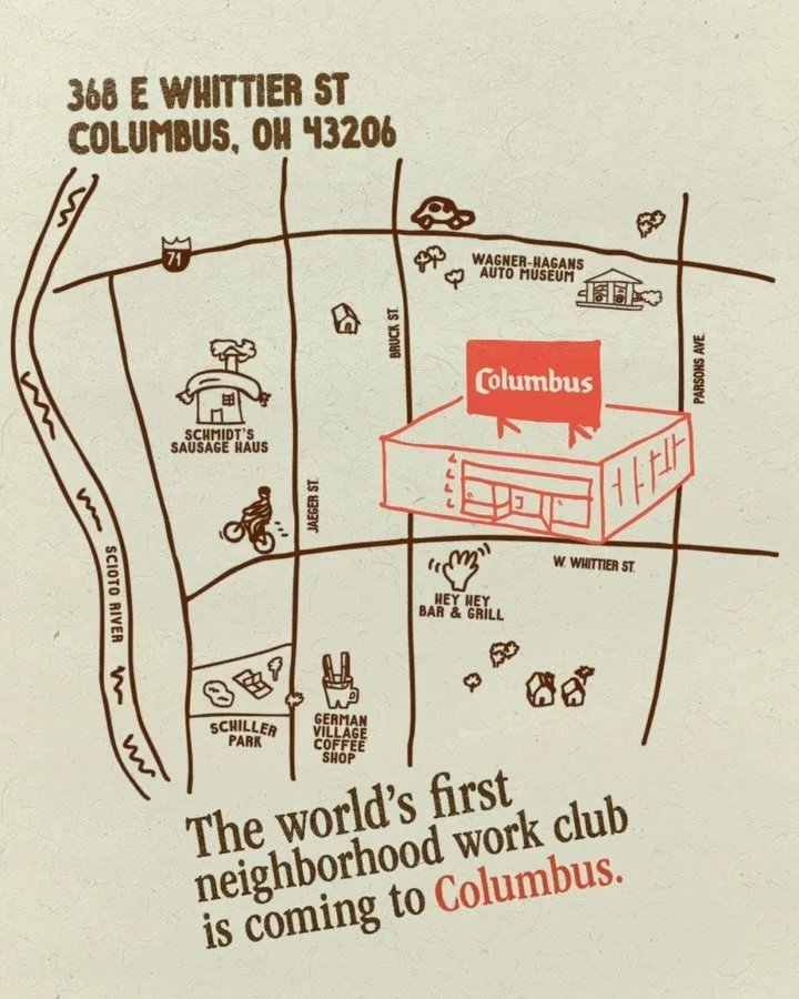 Hand drawn map of Columbus club