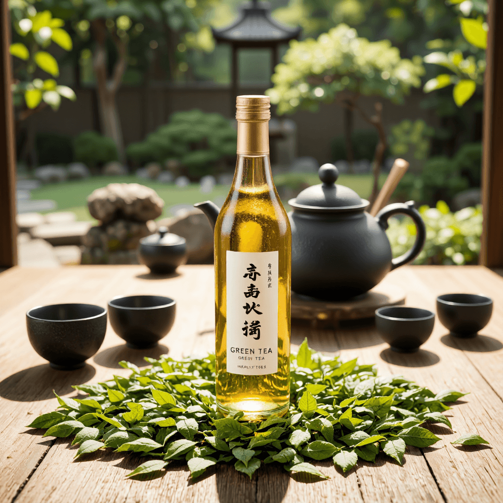 product photography of a bottle of green tea