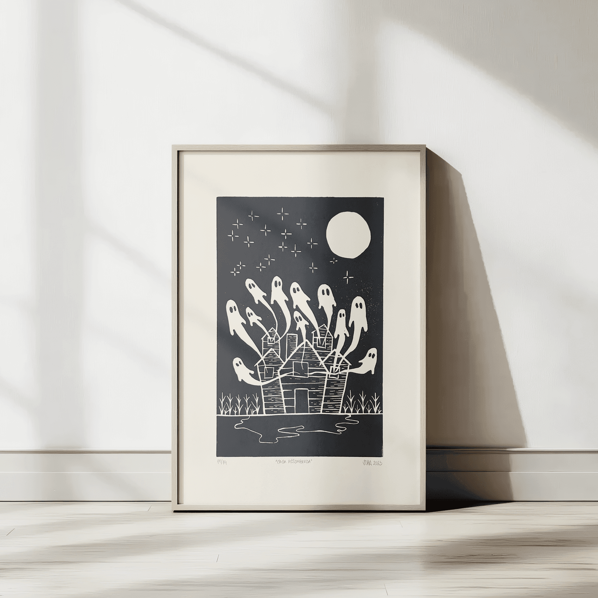 Linoleogravura Casa Assombrada