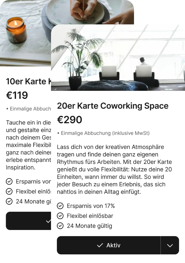 Zwei Mehrfachkarten im Buchungsportal