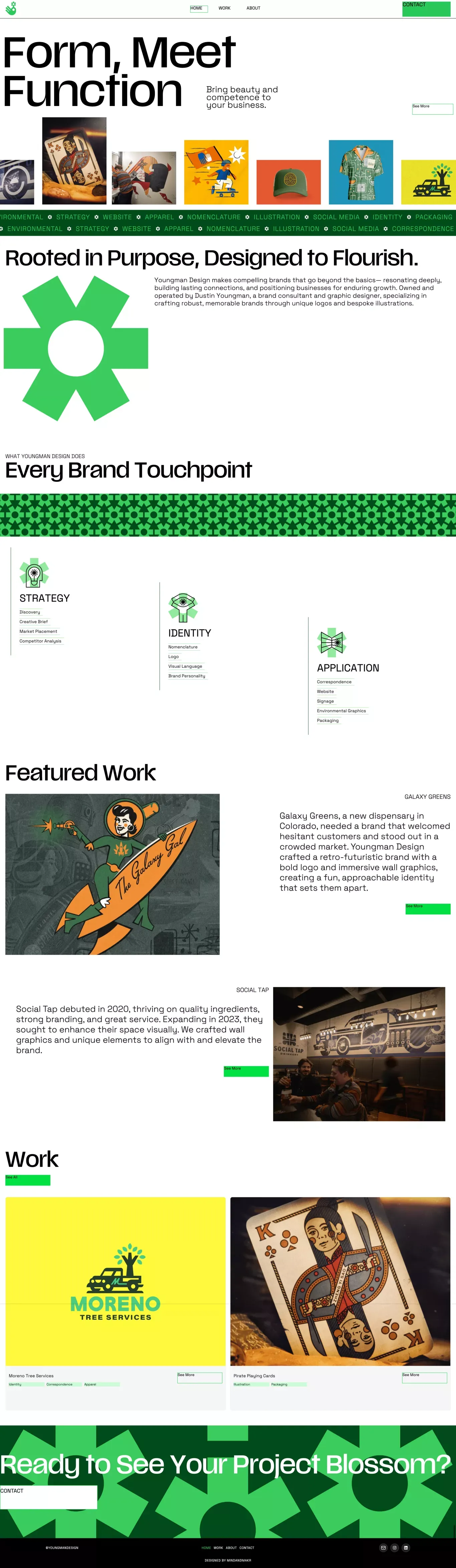 Youngman Designs portfolio page screenshot showcasing Design design