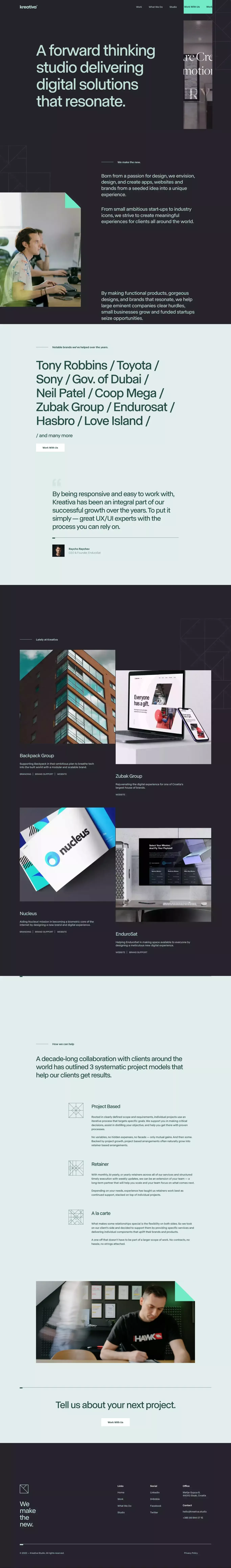 Kreativa Studio - Shaping products, desi portfolio page screenshot showcasing Design and Tech design