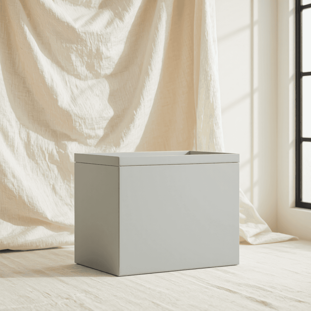 product photography of a rectangular storage box