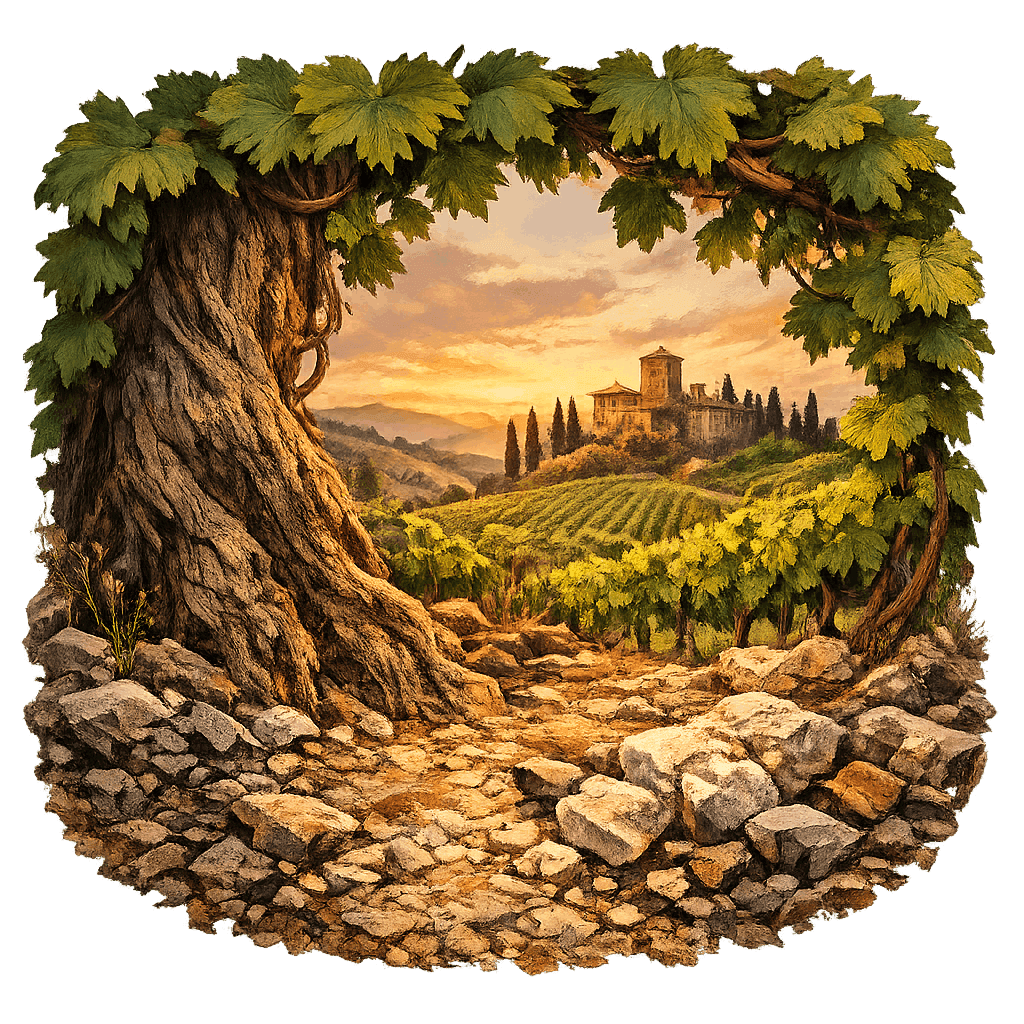 Detailed graphic of the Chianti Classico wine region.