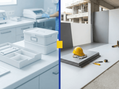 PP sheets used in healthcare and construction, side by side