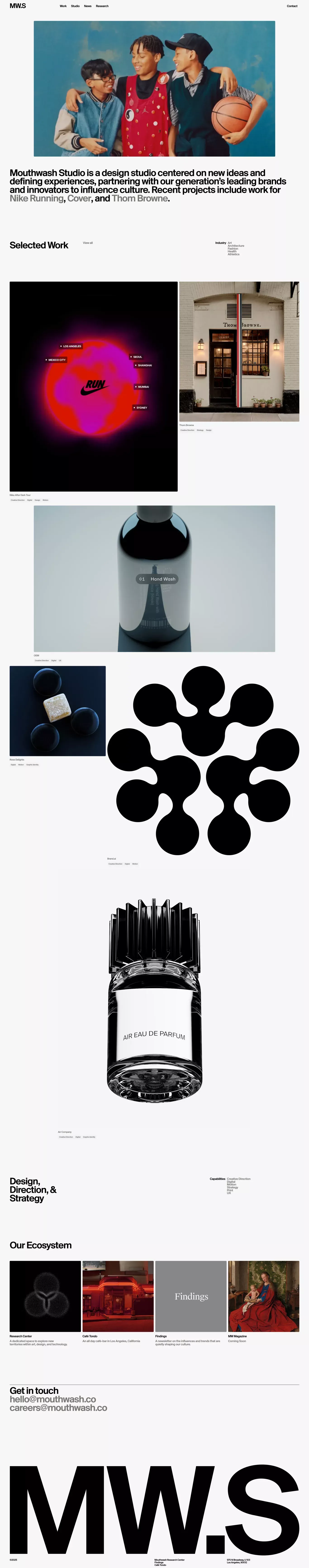 MOUTHWASH Studio portfolio page screenshot showcasing Advertising and Design design
