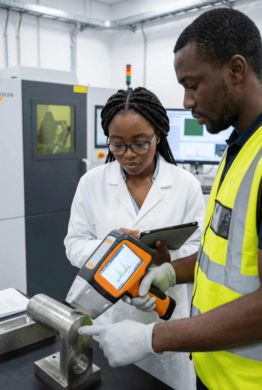Golden hour architectural courtyard with terracotta walls, overhead beams, and planted walkways lined with trees.