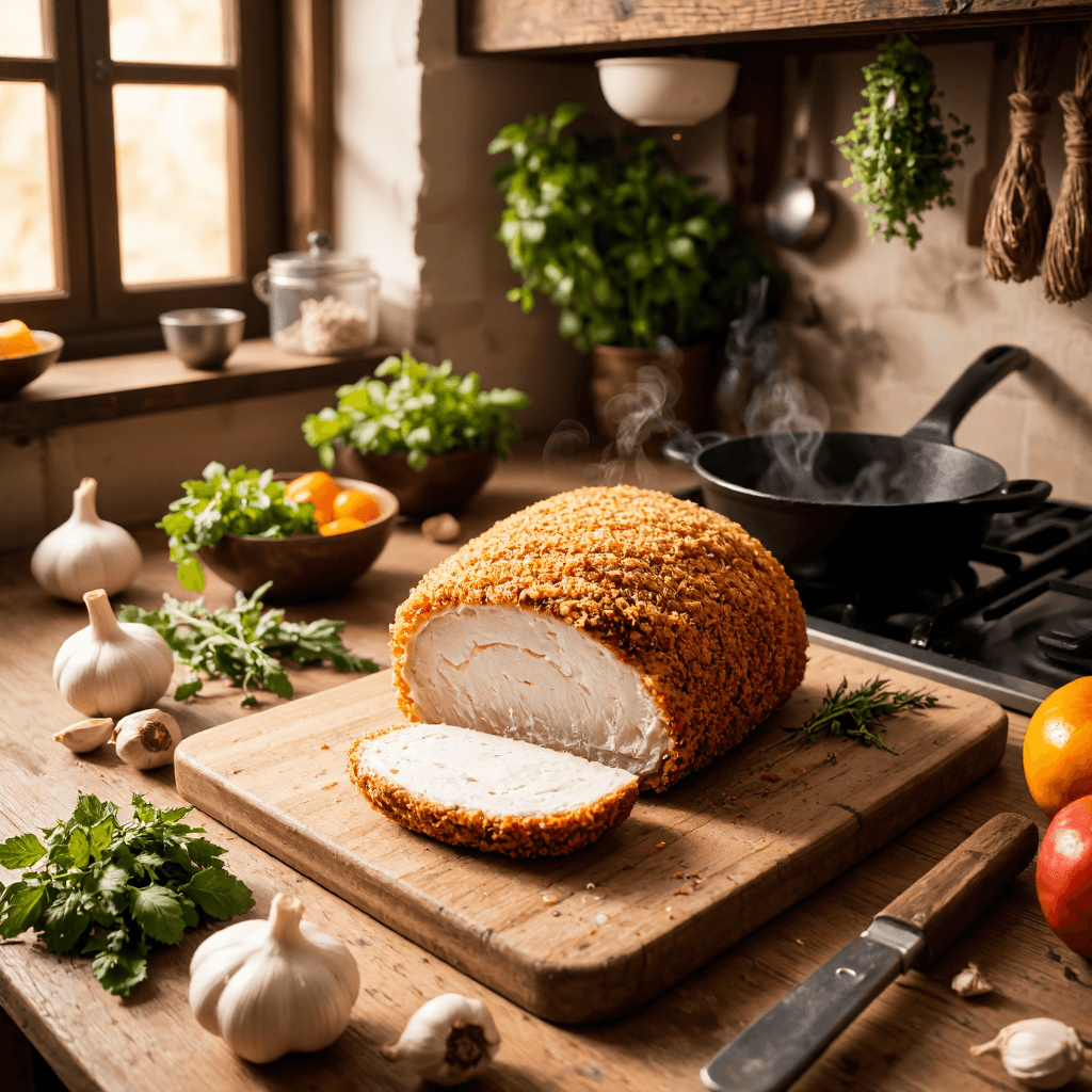product photography of breaded pork loin
