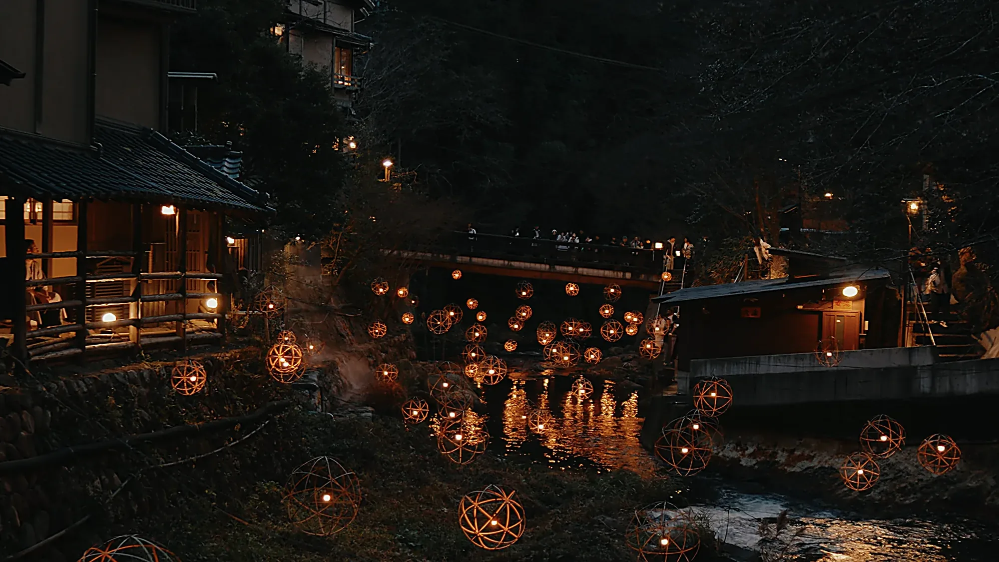 Autumn maples over the balconies of a Kurokawa Onsen inn