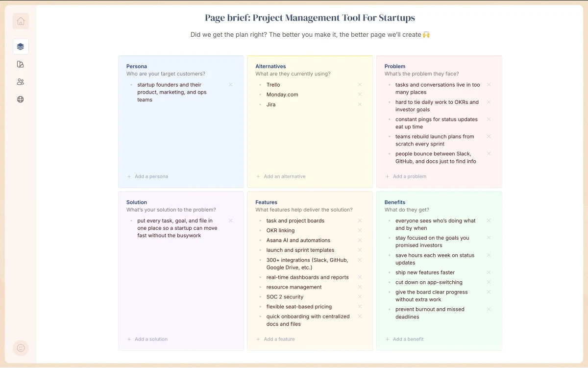 Landing page plan for a Google Ads keyword
