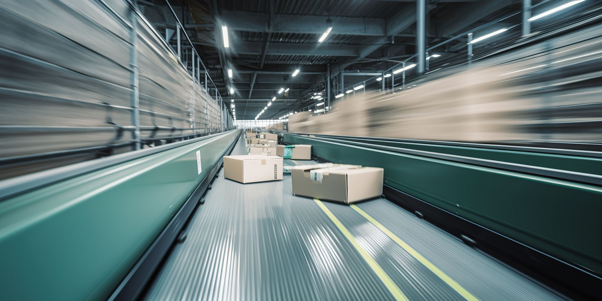 Conveyor belt with packages