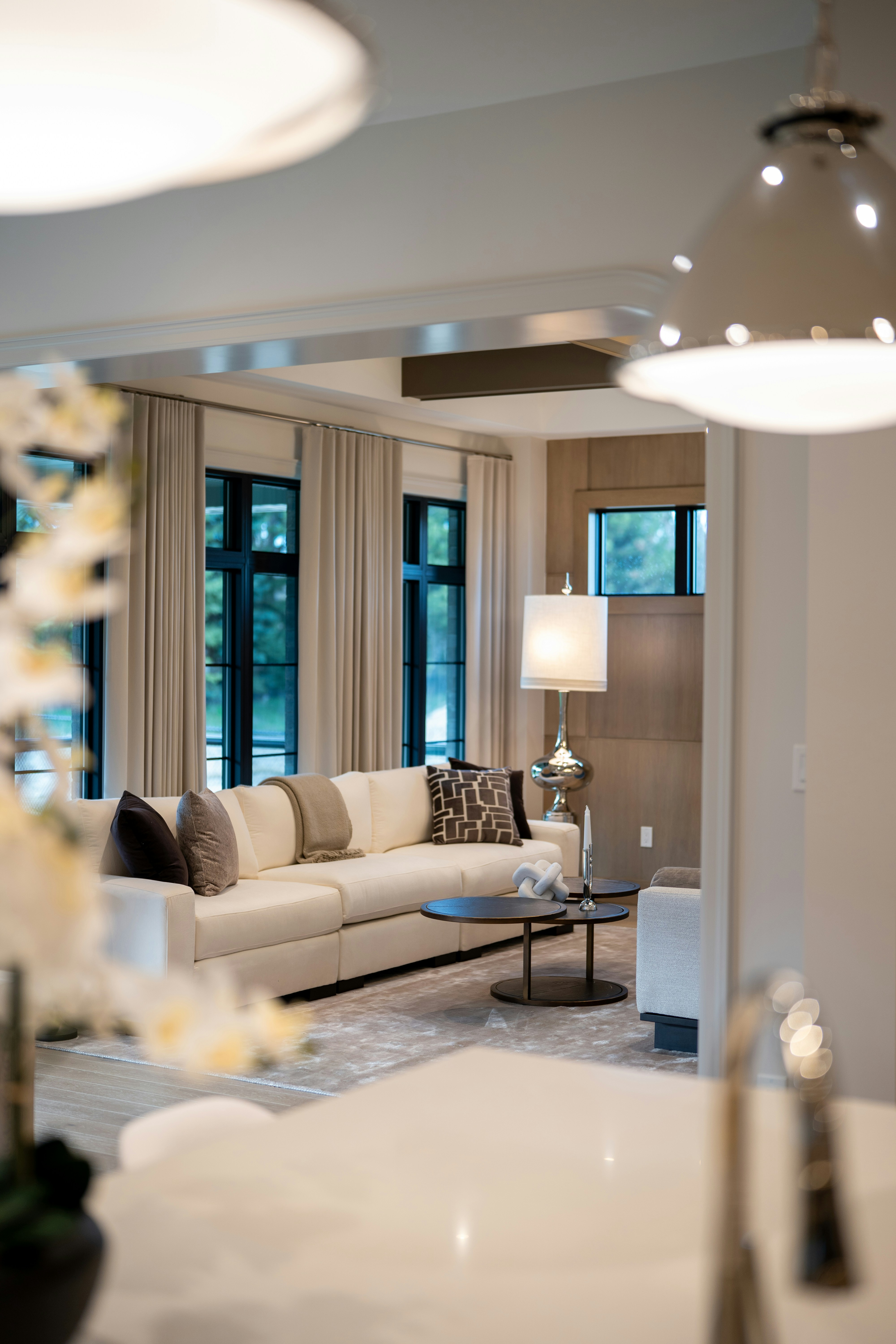 Modern living room with a large sectional sofa.