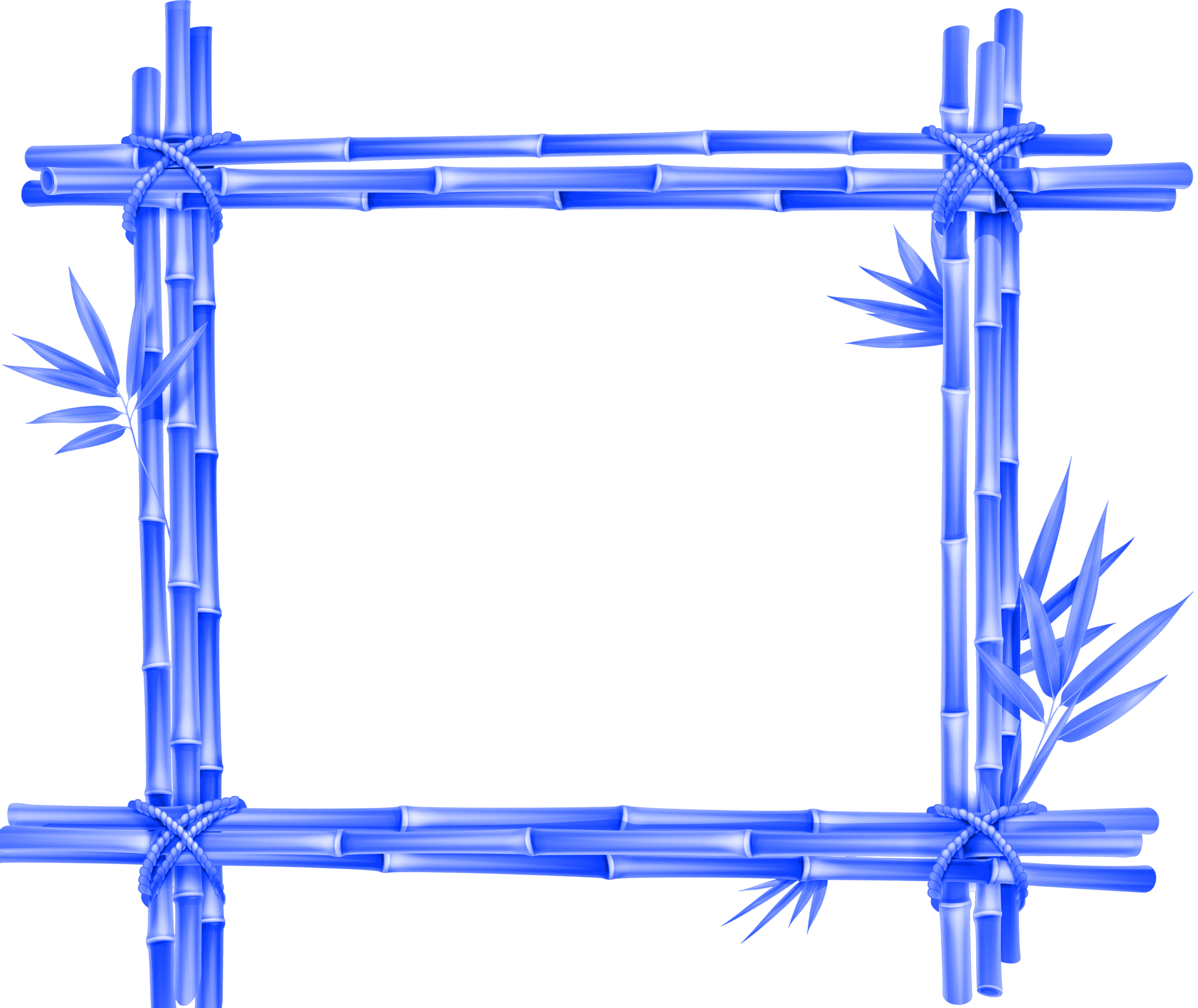 Bamboo frame with green leaves