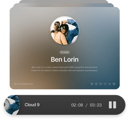 EPK cover slide for Jasmine Kelly, featuring artist name, bio, photo, and social media links for press and music industry professionals