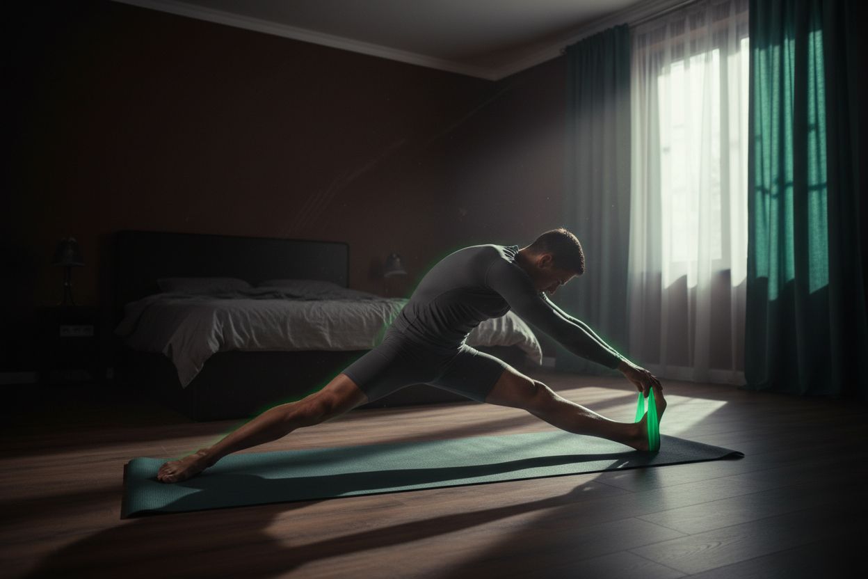 Person stretching calves and hamstrings