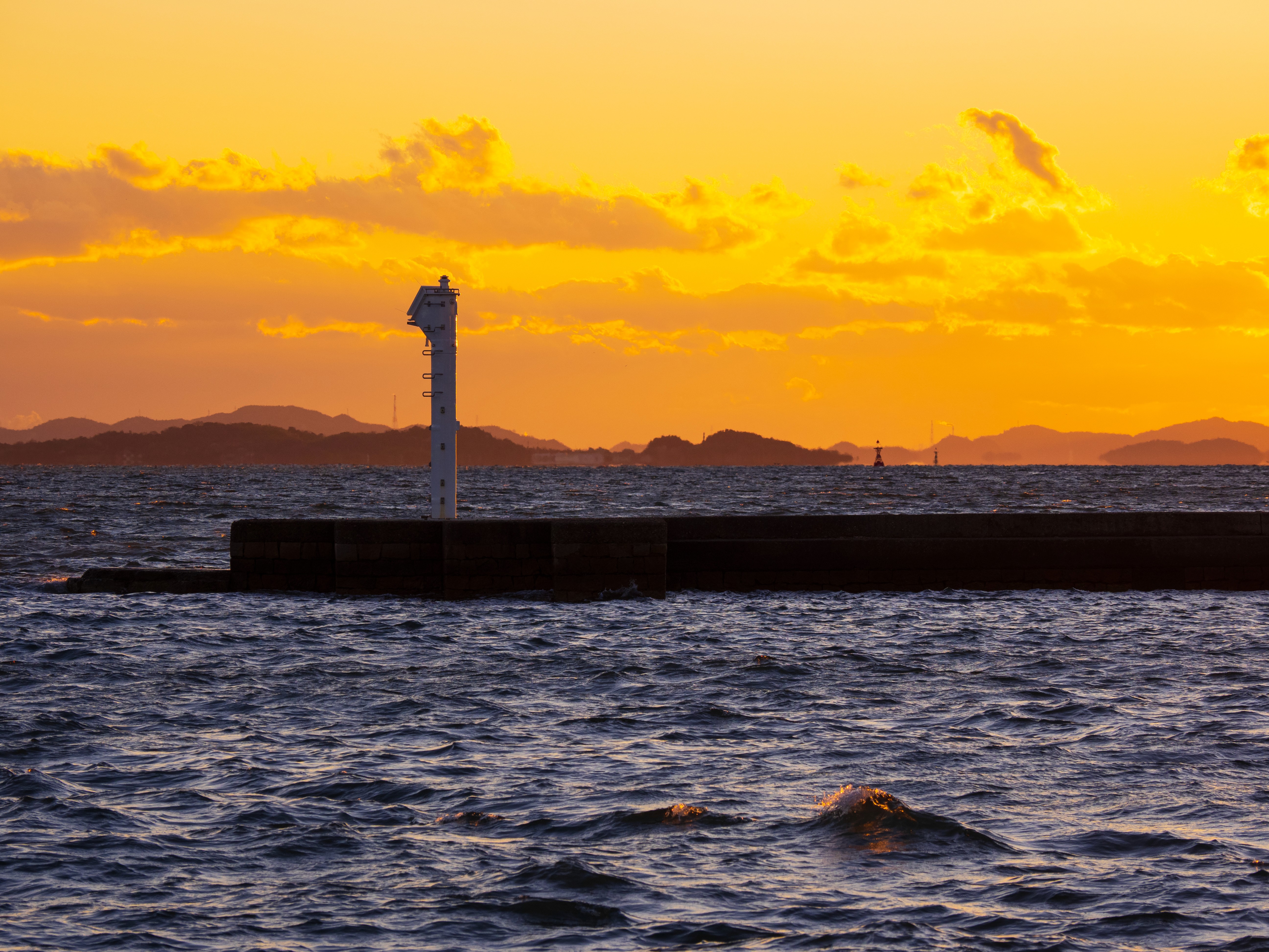 Orange and yellow sunset on the Seto Sea