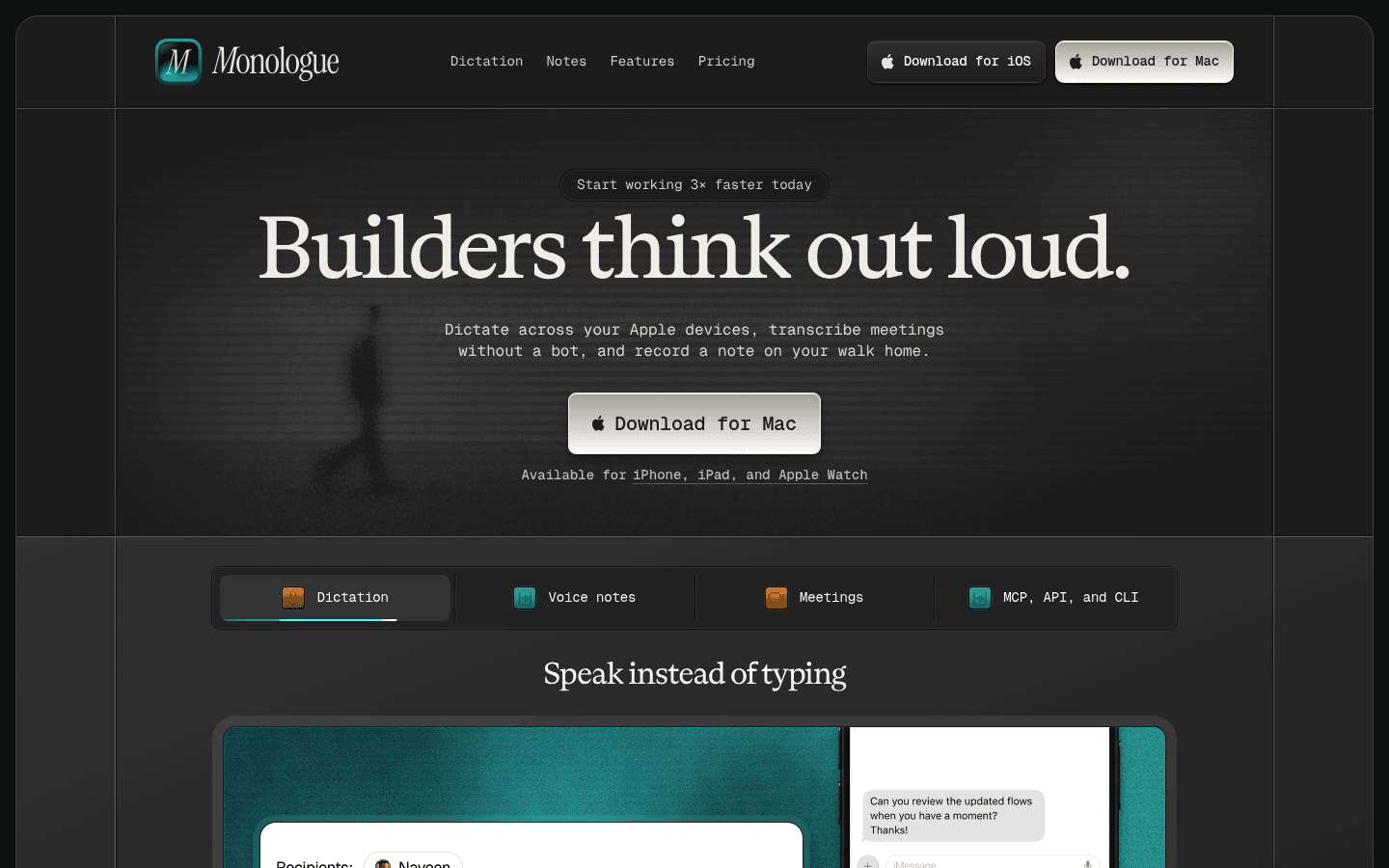 Monologue product screenshot