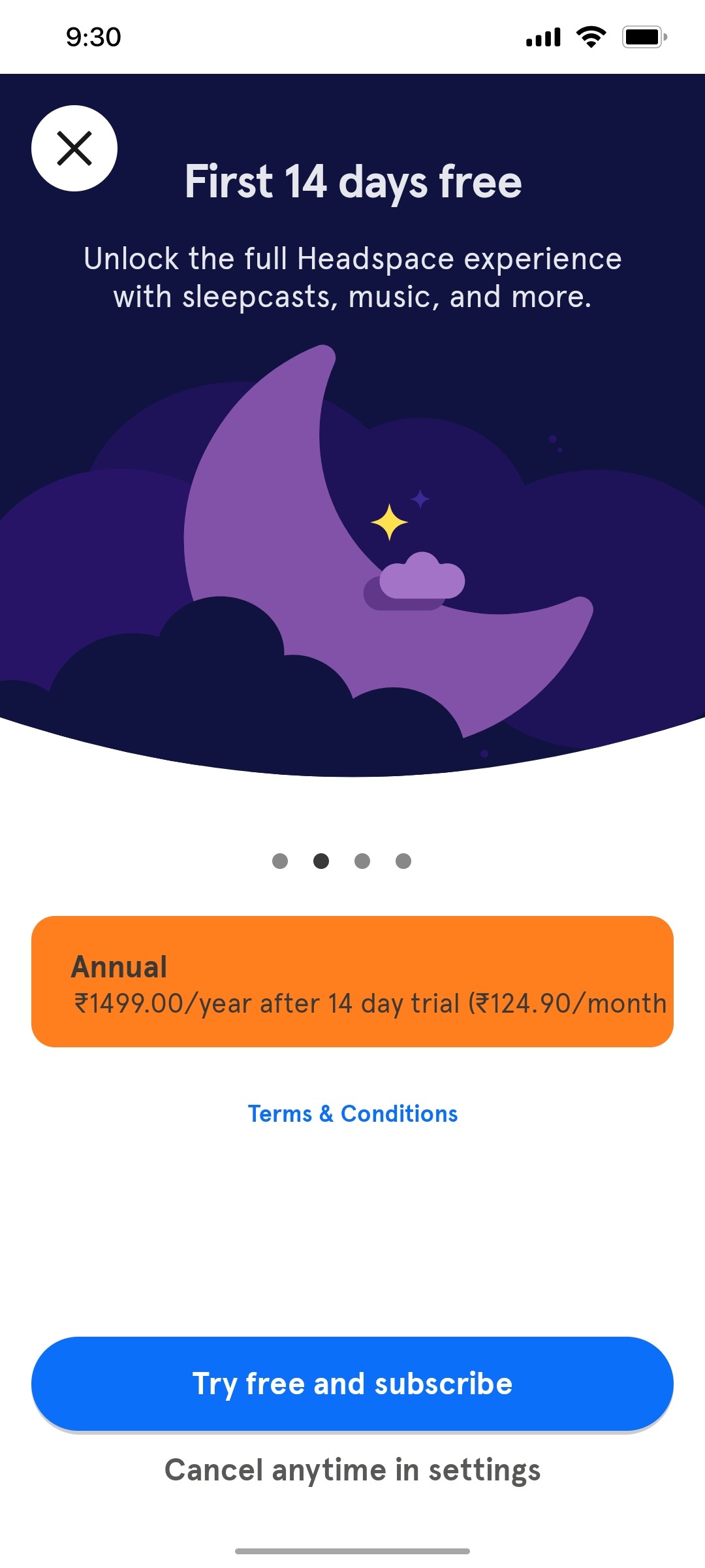 Headspace Subscription 2 screen