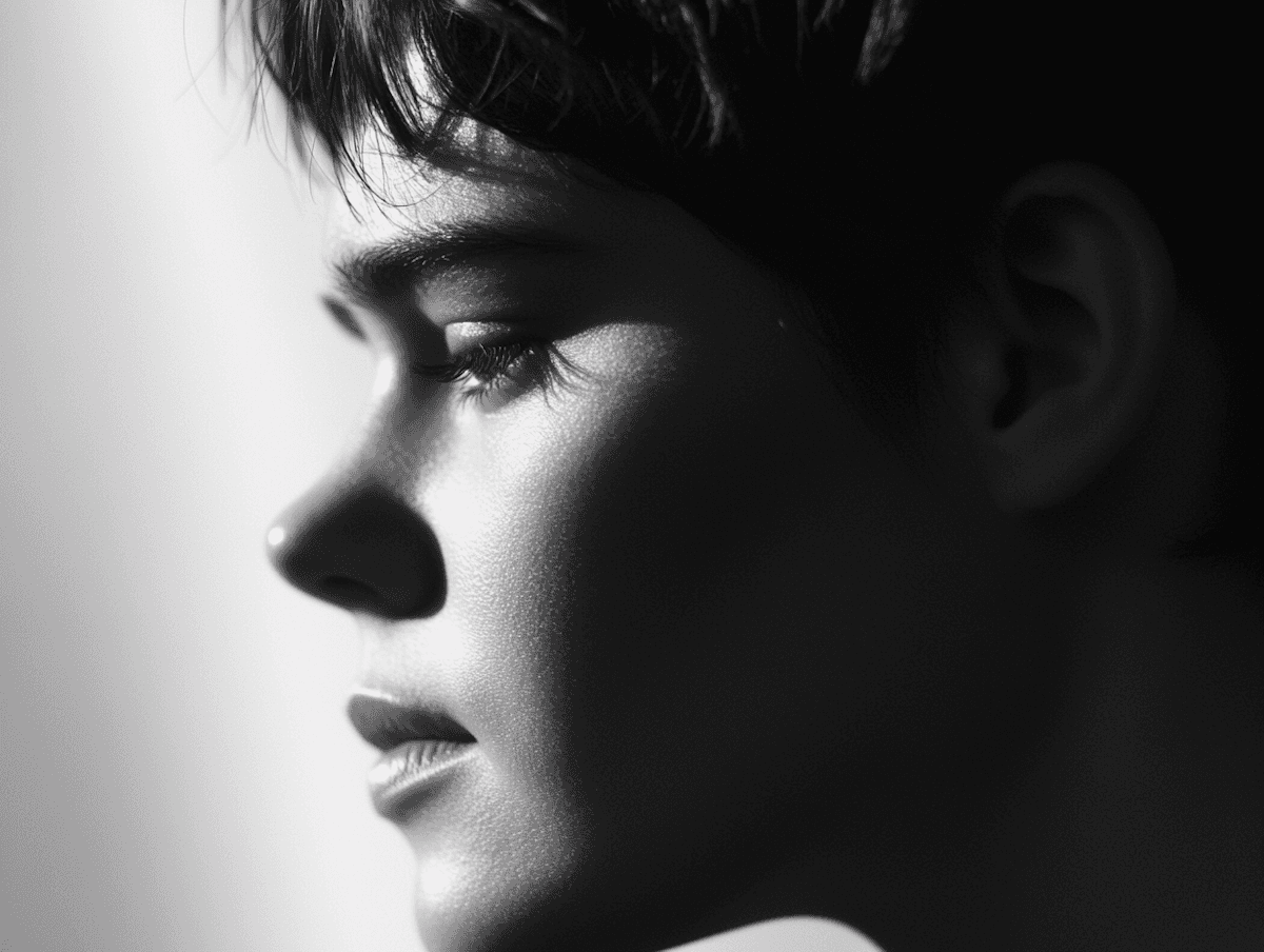 grayscale photo of woman wearing necklace and top