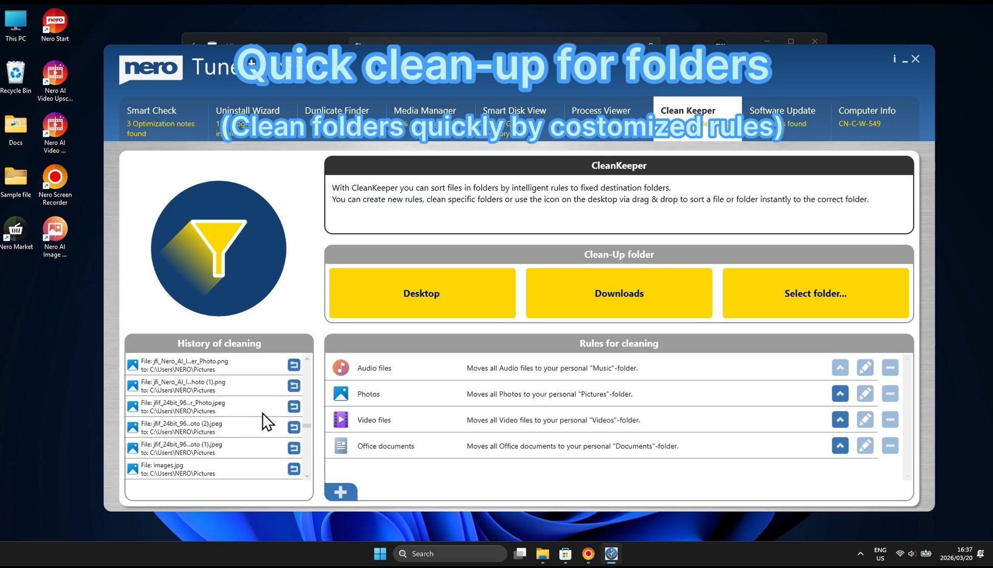 Nero CleanKeeper Interface